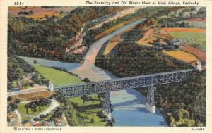 KY, Kentucky HIGH BRIDGE Kentucky & Dix Rivers  AERIAL VIEW  c1940's Postcard