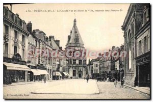 Old Postcard Dreux La Grande Rue De Ville And I'Hotel