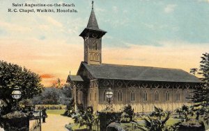 St Augustine-on-the-Beach Catholic Chapel Waikiki Hawaii c1910s Vintage Postcard