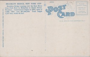 USA The Brooklyn Bridge Manhattan Bridge New York City Postcard 04.40