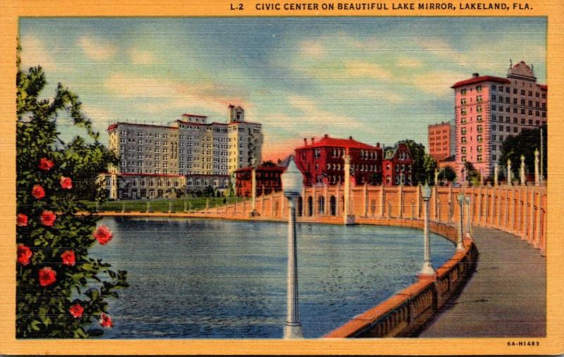 Florida Lakeland Civic Center On Lake Mirror 1948 Curteich