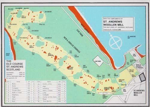 Saint Andrews Scottish Golf Course Travel To Tourist Advertising Map Postcard