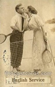 Tennis 1911 light crease near right edge, corner wear, postal marking on fron...