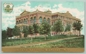 Bismark North Dakota~State Capitol~State Seal~c1910 Postcard