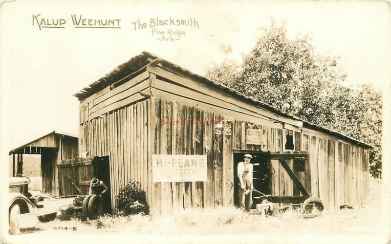 AR, Pine Ridge, Arkansas, Kalup Weemunt Blacksmith, Hi Peane Tobacco Sign, RPPC