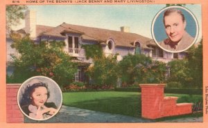 Vintage Postcard 1930's Home of Benny Jack Benny Mary Livingston California CA