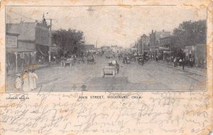 Woodward Oklahoma Main Street Scene, B/W Lithograph Vintage Postcard U8359