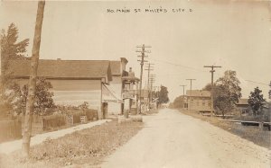 DC1/ Millers City Ohio RPPC Postcard c1910 Main St Stores Home Putnam County 23