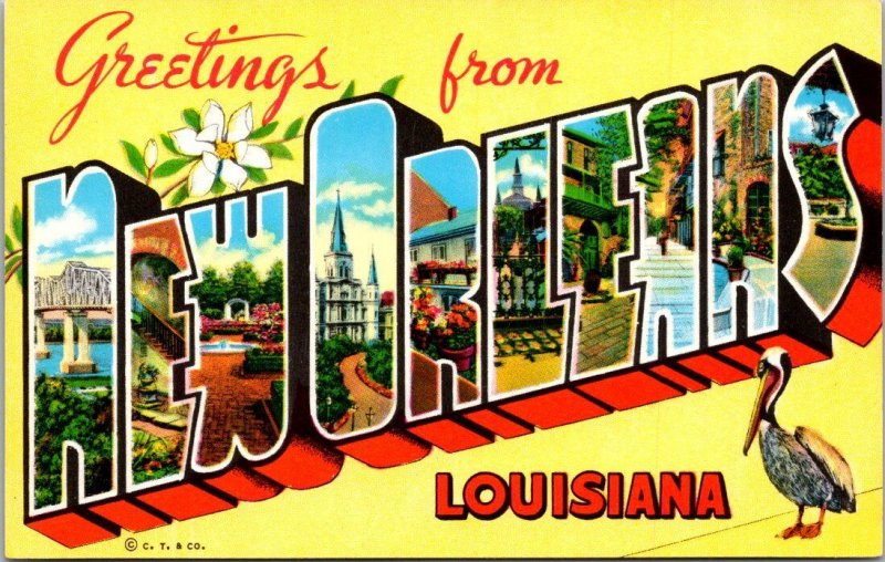 Greetings From New Orleans Louisiana Large Letter Chrome