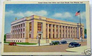 M1665   FORT WAYNE,  IN.  POSTCARD, POST OFFICE & COURT
