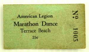 120s-30s Terrace Beach Marathon Dance 25¢ Ticket Original F77