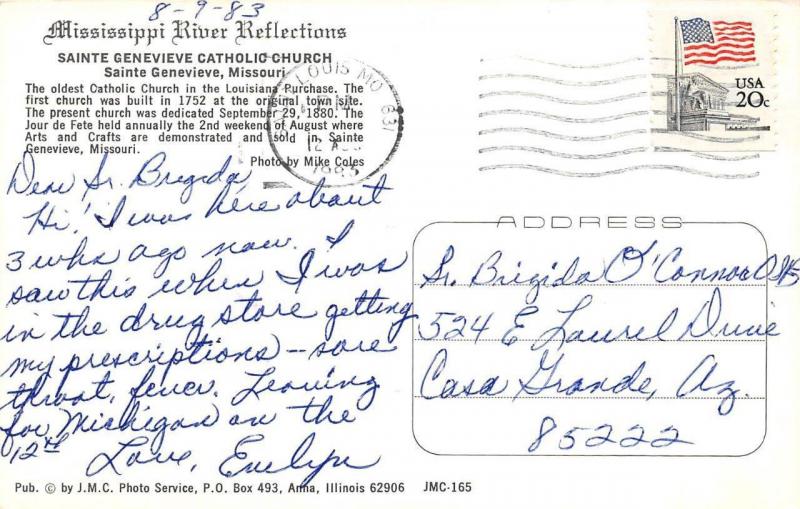 MO, Missouri           SAINTE GENEVIEVE CATHOLIC CHURCH              Postcard