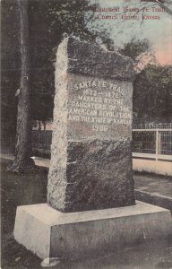 COUNCIL GROVE KANSAS~SANTA FE TRAIL MONUMENT~1909 TINTED PHOTO POSTCARD