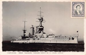Chile 1936 Valparaiso Acorazado Ship of Chilean Army Imirante RPPC postcard C349
