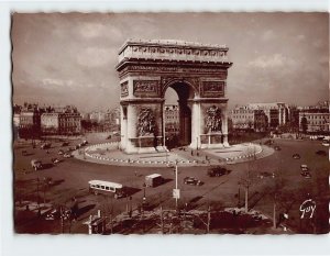 Postcard Arc de Triomphe & Champs-Elysees Avenue Paris France