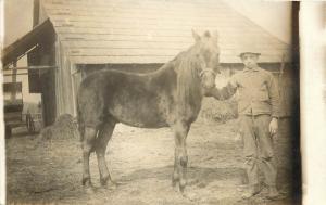 c1910 RPPC John Dielschneider & his Horse, Hillsboro OR Washington County Oregon