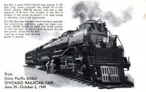 VINTAGE POSTCARD UNION PACIFIC EXHIBIT AT CHICAGO RAILROAD FAIR OCTOBER 1949