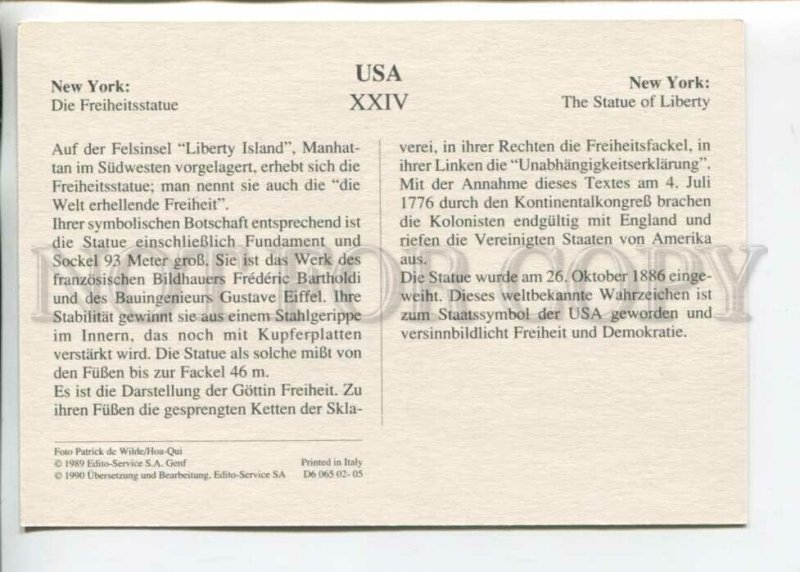 470227 1990 advertising world attractions USA New York Statue Liberty postcard