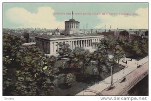 Bird's eye view of State Capitol from State & High St., Columbus, Ohio, 00-10s