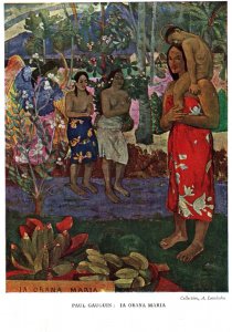 CONTINENTAL SIZE POSTCARD ART GALLERY CARD - LA ORANA MARIA BY PAUL GAUGUIN