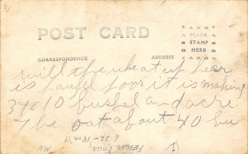 Fergus Falls Minnesota~Homes Upended & Smashed by Tornado RPPC c1918