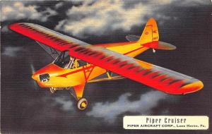 Lock Haven PA Piper Cruiser Airplane Builder Linen Postcard