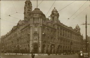 Manchester UK New Chief Fire Station c1910 Real Photo Postcard
