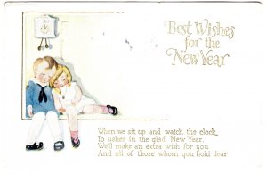 Vintage Greeting Children, New Year's Eve Humour, Used 1936
