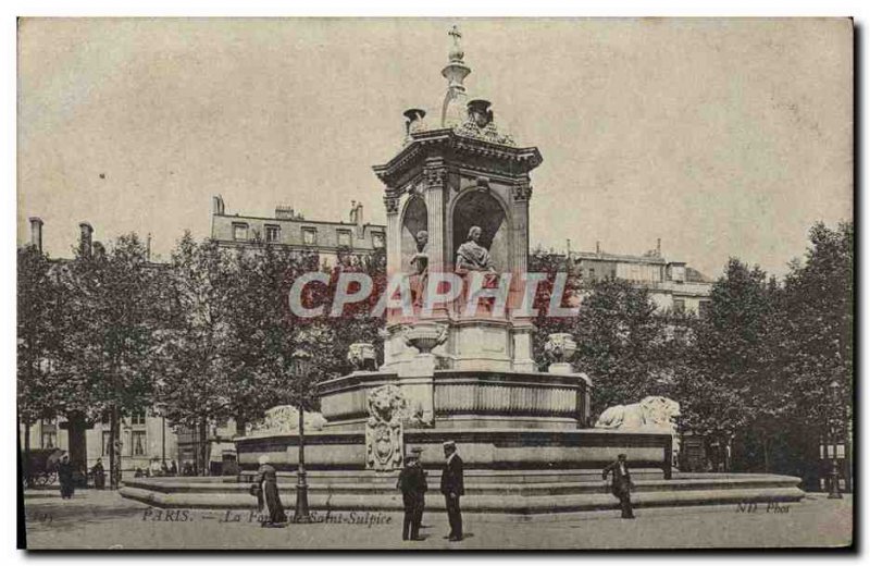 Old Postcard Paris Fountain Of Saint Sulpice