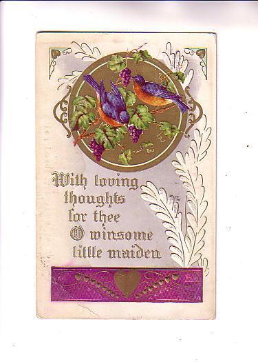 Loving Thoughts, of Thee Winsome Little Maiden, Birds Used 1912Flag Cancel