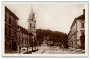 c1940's Ljubljana Sv. Jacob Square Slovenia Vintage RPPC Photo Postcard