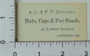 Victorian Trade Card A.L & P.P Getchell Hats Caps & Fur Goods F72