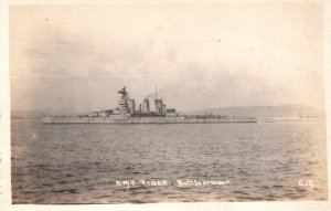 HMS Tiger Battlecruiser - British Royal Navy -  c1910s RPPC