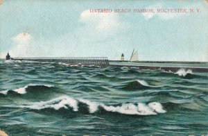 Ontario Beach Harbor with Lighthouses - Rochester, New York - pm 1908 - DB