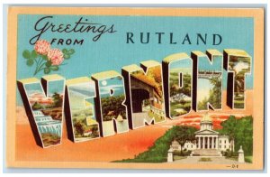 Greetings From Rutland Vermont VT, Large Letters Unposted Vintage Postcard