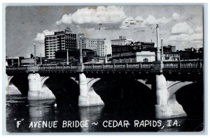 1947 F Avenue Bridge Clouds Scene Cedar Rapids Iowa IA Posted Vintage Postcard