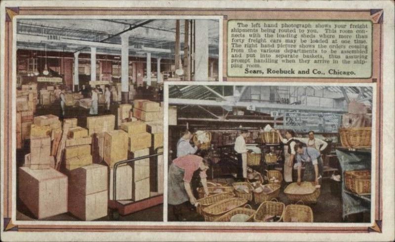 Chicago IL Sears Roebuck Advertising Freight/Loading Sheds c1910 Postcard #3