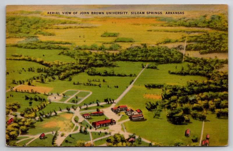 Siloam Springs AR Arkansas Aerial View John Brown University Postcard O22