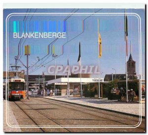 Modern Postcard Blankenberge Tourist Office Station and Church