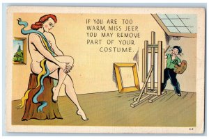 Nude Artist Painter Postcard If You Are Too Warm Remove Part Of Your Costume