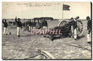 Old Postcard Army Camp Chalons Schools has 155 fire lookout on short battery ...