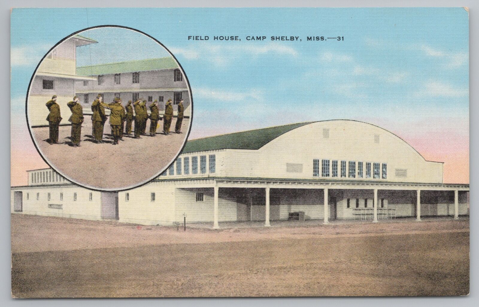 MilitaryField House Front ViewCamp Shelby MississippiVintage