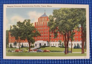 Hospital Veterans Administration Facility Togus Maine Linen Postcard