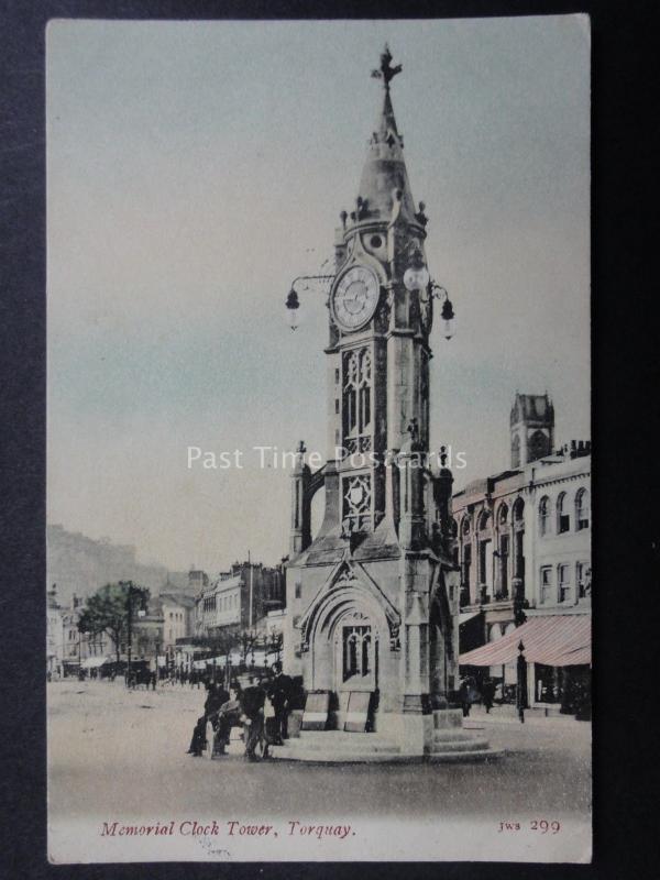 Devon TORQUAY Memorial Clock Tower c1905 Old Postcard by J. Welsh & Sons 299