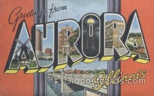 Aurora, Illinois, USA Large Letter Town 1944 very light postal marking on fro...