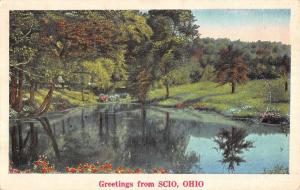 Scio Ohio Scenic Waterfront Greeting Antique Postcard K92856