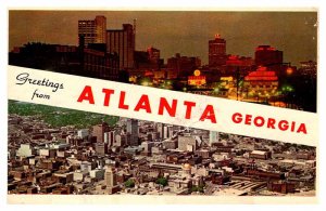 Postcard CITY SKYLINE SCENE Atlanta Georgia GA AS0790