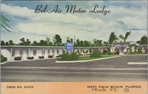 Postcard Bel Air Motor Lodge West Palm Beach Florida FL