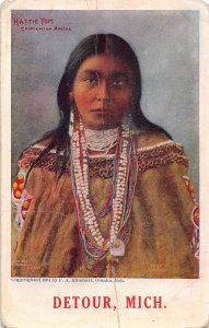 J73/ Native American Indian Postcard c1910 Detour Michigan Woman 255