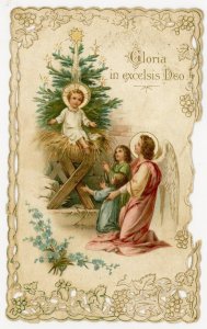 1880s-90s M.H. Wiltzius Co. Milwaikee Christmas Jesus Angel F220